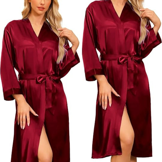 Flawless satin dress + bathrobe set