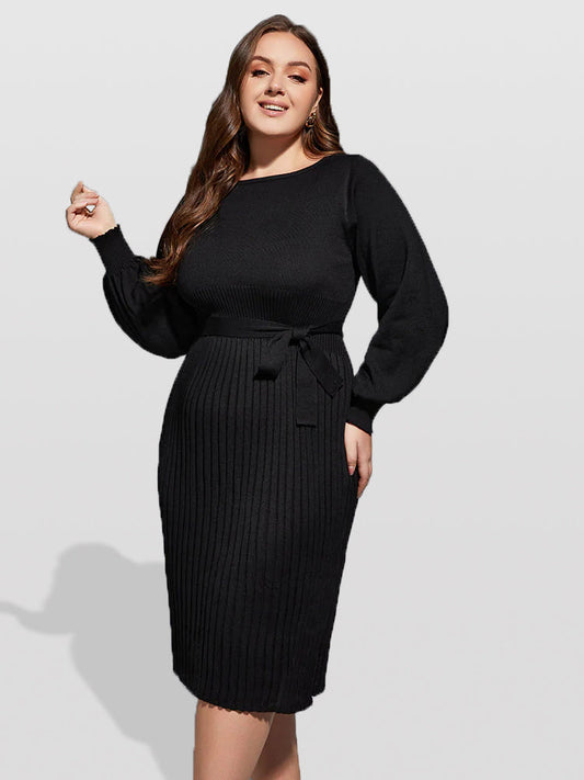 Solid Midi Knit Dress 