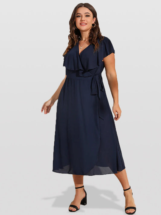 Anja crossed ruffle wrap dress 