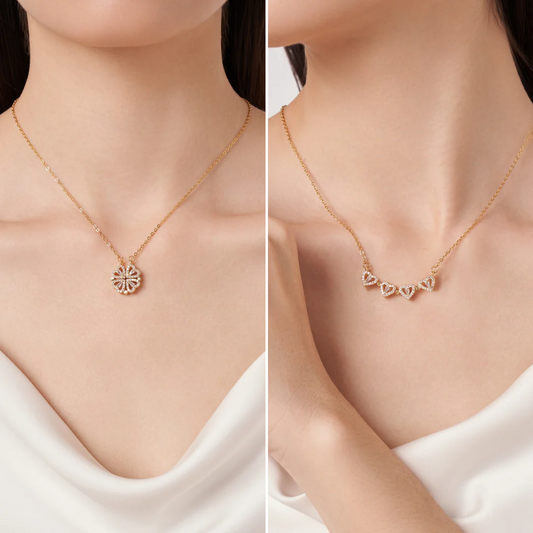HeartCharm | Magnetische Vier-Herzen-Anhänger-Kette