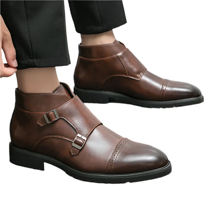 Darell | Elegante Leder Doppelte Monk-Stiefel mit stilvollen Riemen