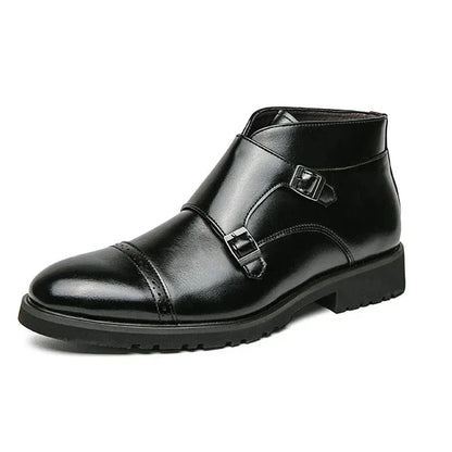 Darell | Elegante Leder Doppelte Monk-Stiefel mit stilvollen Riemen
