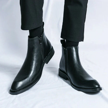 Cooper | Elegante Leder Chelsea-Stiefel mit praktischem Reißverschluss