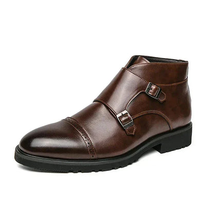 Darell | Elegante Leder Doppelte Monk-Stiefel mit stilvollen Riemen