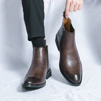 Cooper | Elegante Leder Chelsea-Stiefel mit praktischem Reißverschluss