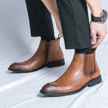 Cooper | Elegante Leder Chelsea-Stiefel mit praktischem Reißverschluss