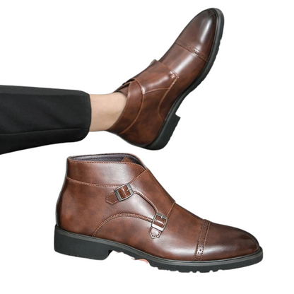 Darell | Elegante Leder Doppelte Monk-Stiefel mit stilvollen Riemen
