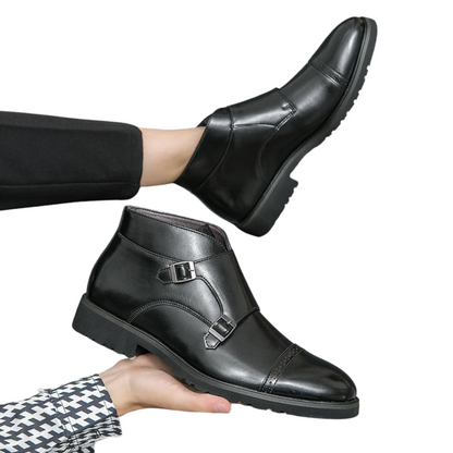Darell | Elegante Leder Doppelte Monk-Stiefel mit stilvollen Riemen