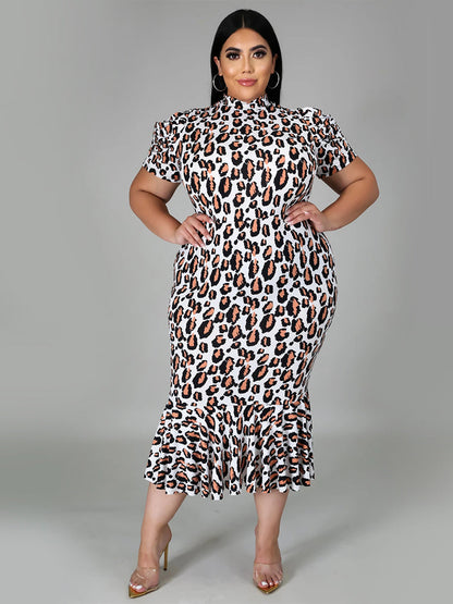 Leopardenmuster Meerjungfrau Saum Bodycon Kleid