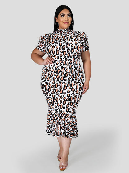 Leopardenmuster Meerjungfrau Saum Bodycon Kleid