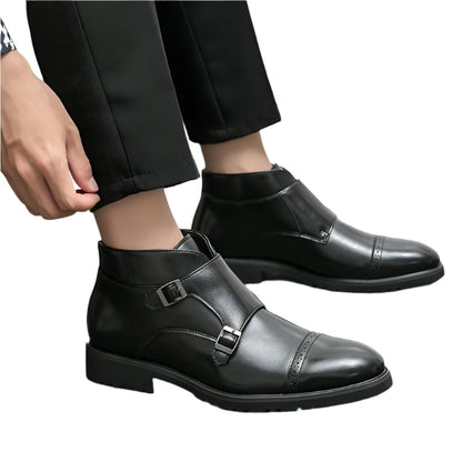Darell | Elegante Leder Doppelte Monk-Stiefel mit stilvollen Riemen