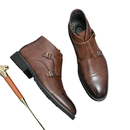 Darell | Elegante Leder Doppelte Monk-Stiefel mit stilvollen Riemen