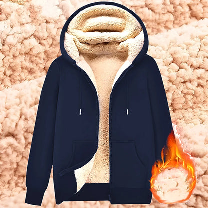 Trendy lambswool jacket with hood