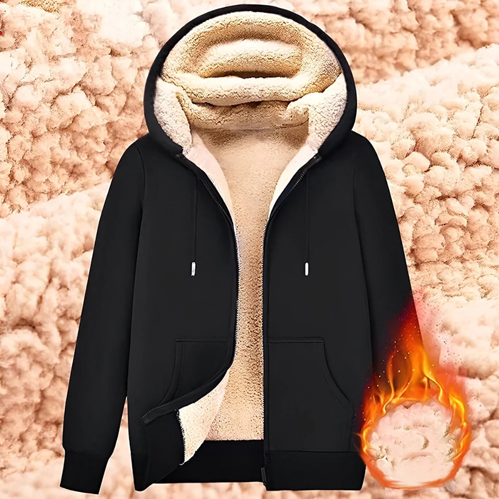 Trendy lambswool jacket with hood