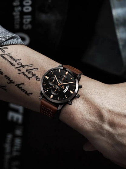 Klassisch elegante Uhr + Passende Gratisgeschenke