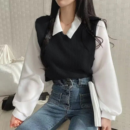 Korea | Zweiteiliges Strickset mit Bluse