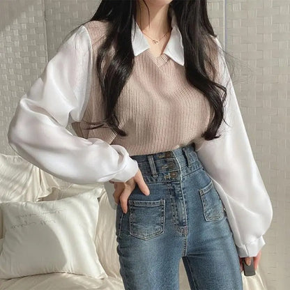 Korea | Zweiteiliges Strickset mit Bluse