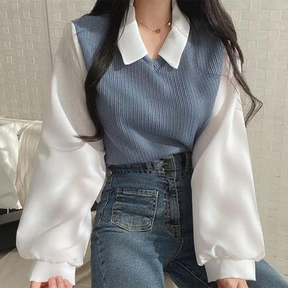 Korea | Zweiteiliges Strickset mit Bluse